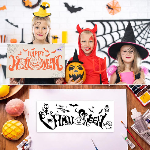 28 pcs Halloween Stencils, lyfLux Painting Stencils Suit, Pumpkin Carving Stencils, for Halloween Decoration, Bars, Haunted Houses, Walls, Murals,...