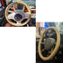 Universal Leather Car Steering Wheel Stitch On Wrap Cover DIY Sewing Breathable and Anti Slip, 15-Inch (Beige)...
