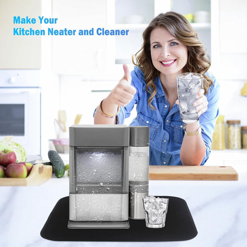 Mat for Ice Makers Countertop, Mat for Under Ice Maker Absorbent Dish Drying Mat for Kitchen Appliance, Ice Maker Machine Accessories Sliding Mat...