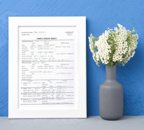 LARGE PRINT Two-Sided Family Group Sheets (30 Sheets) by EasyGenie | Archival-Quality Genealogy Forms To Fill In...
