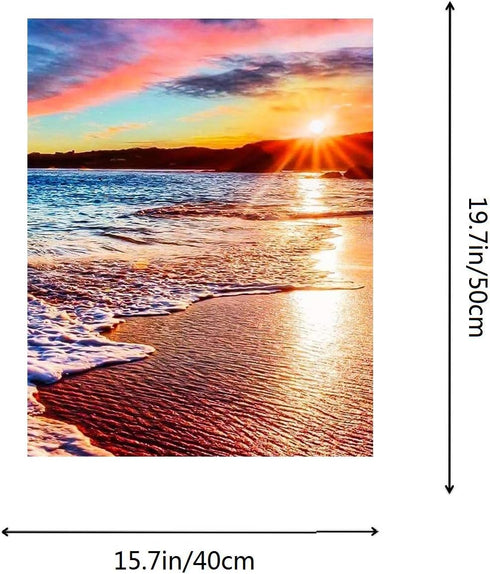 ACENGXI Beach Sunset Paint by Numbers Beach Paint by Numbers Sunset DIY Canvas Paint by Numbers Sea Acrylic Painting by Numbers Sunset Beach Paint...