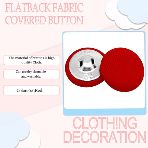 20Pcs Flatback Fabric Covered Button for Suits Gowns Blouses DIY Sewing Accessories,25mm/1in(6#;Red)...