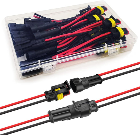10 Kits 16 AWG 2 Pin Connector Waterproof Wire Connectors 2 Pin Automotive Electrical Connectors Quick Disconnect 2 Wire Connectors with 16 Gauge ...
