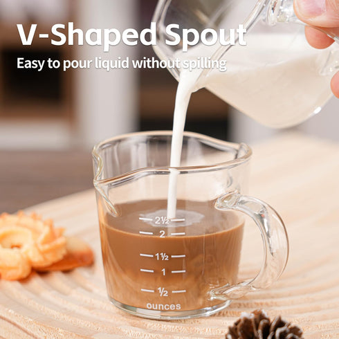Espresso Shot Glass 70ML/2.3OZ Triple Pitcher Barista Double Spouts With Pouring Handle (1 Pack)...