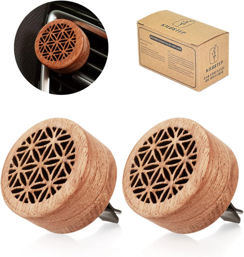 Essential Oil Car Diffuser, 2 PCS Car Aromatherapy Wood Diffuser with Vent Clip...