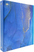 Mini 3 Ring Binder 1 Inch Fits 5.5" x 8.5" Paper and Sheet Protectors, Recipe Binder, Steel-Blue Marble...