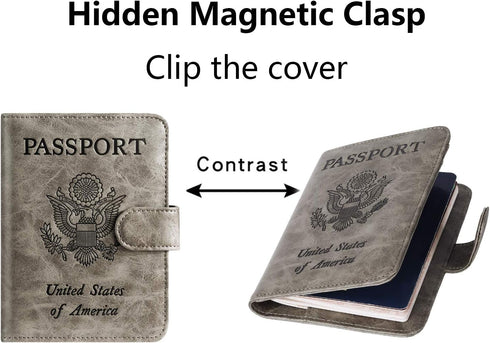 Passport Holder Cover Wallet RFID Blocking Leather Card Case Travel Accessories for Women Men (Grey)...