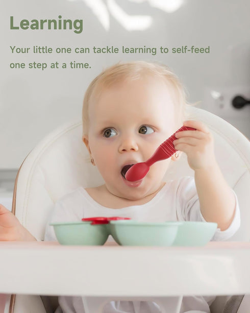 Baby First Spoons Set (4 Pack),Pre-Spoon Feeding Utensil for Kids Aged 6+ Months,Baby Led Weaning (BLW) Teething Spoon-Self Feeding,Silicone Toddl...