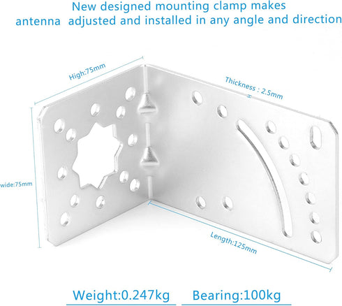 Pole Mount Bracket L Mounting Bracket to Wall Hardware Accessories for LPDA yagi Outdoor Antenna with U-Bolt, Mounting Screws, Signal Booster Mast...