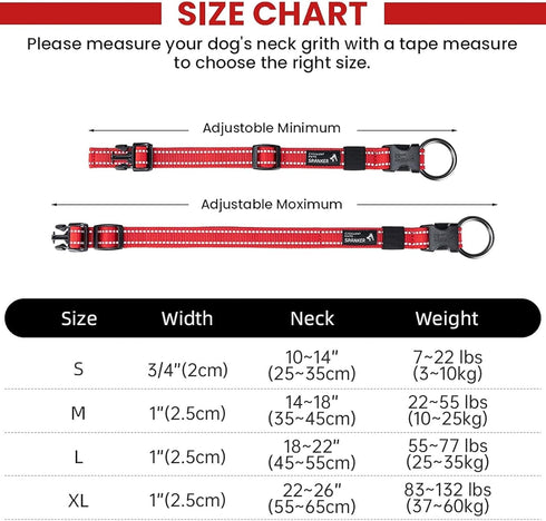 EXCELLENT ELITE SPANKER Reflective Dog Collar Classic Soft Padded Breathable Nylon Adjustable Pet Collar with Quick Release Buckle for Boy Girl Ma...