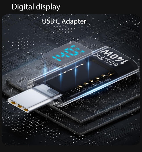 USB C Adapter, 140W Type C Female to USB C Male Extension Adapter USB-C Power Meter Tester with Digital LED Display for iPhone 15/Plus/Pro/Pro max...
