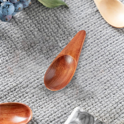 3 Pieces Mini Wooden Spoons, Small Salt Spoon with Short Handle Mini Wood Scoop for Spice Jars Tea Coffee Milk Powder, 2.76 inch, Brown...