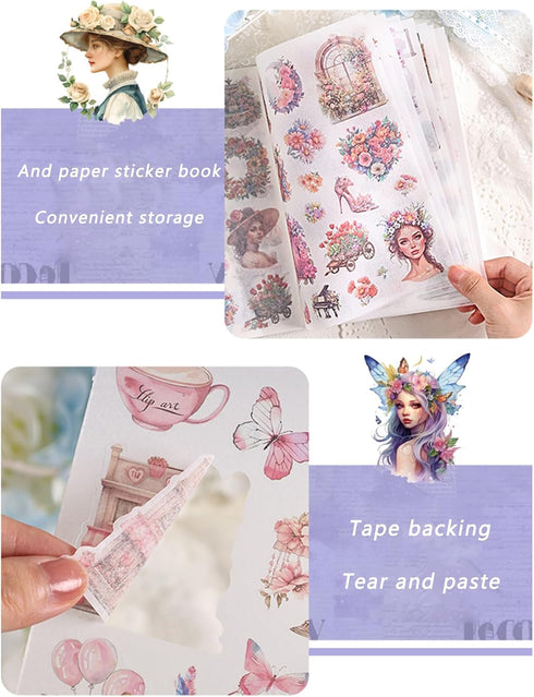 Goth Aesthetic Washi Stickers Book, 24 Sheets Gothic Girls Die-Cut Sticker Book for Phone Scrapbook Junk Journal Collage DIY Crafts...