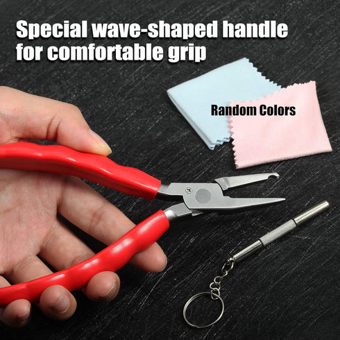 6 Inches Nose Pad Plier Adjusting Eyeglass Arms Frame Eyeglasses Repairing Plier Stainless Steel Optical Hand Tool Frames Clamp Repair Tool with S...