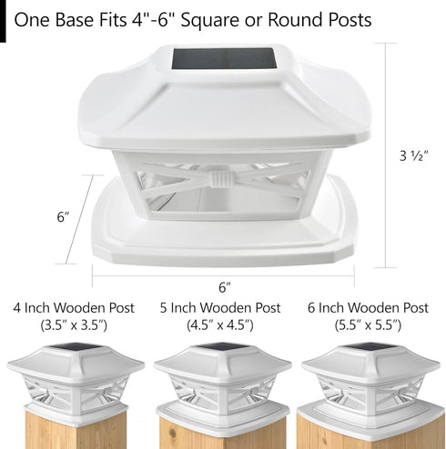 Davinci Lighting Flexfit Solar Outdoor Post Cap Lights - Includes Bases for 4x4 5x5 6x6 Wooden Posts - Bright LED Light - Pearl White (1 Pack)...