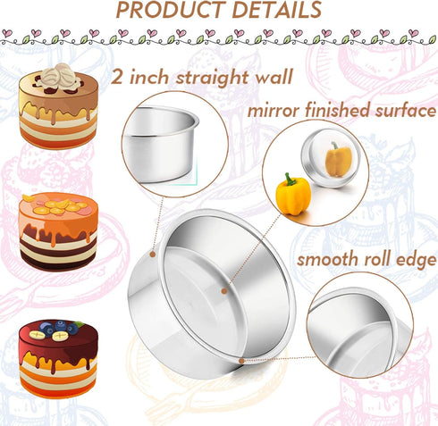 TeamFar 4 Inch Cake Pan, Mini Cake Pan Small Round Baking Tins Set Stainless Steel, For Baking Steaming Serving, Healthy & Sturdy, Easy Clean & Di...