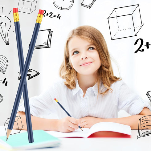 24 Pieces Round Pencils HB Graphite Pencils Wood Pencils with Eraser Cute Pencil Pack for School Drawing Sketching Wedding Office Supplies (Blue)...