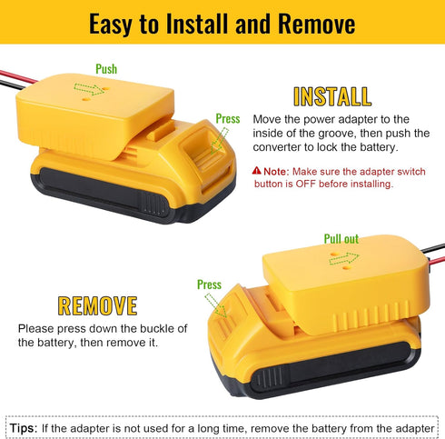 2 Packs Power Wheel Adapter for Dewalt 20V Battery, Power Wheels Battery Converter Kit with Switch & Fuse & Wire Terminals & 12 AWG Wire for DIY R...