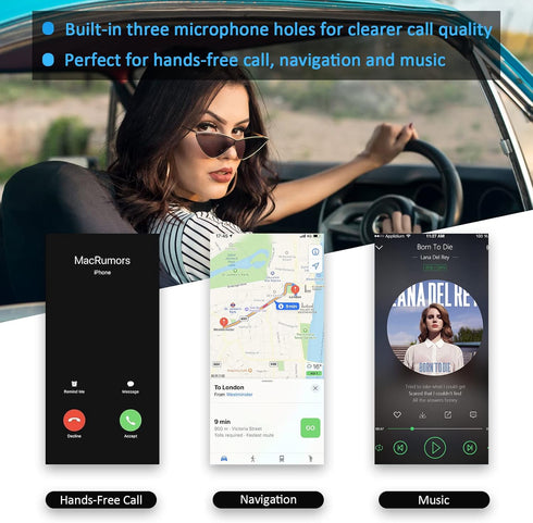 Bluetooth AUX Adapter for Car, SONRU Bluetooth 5.0 Wireless Audio Receiver Adapter for Home Stereo/Wired Headphones/Hands-Free Call, Dual AUX Outp...