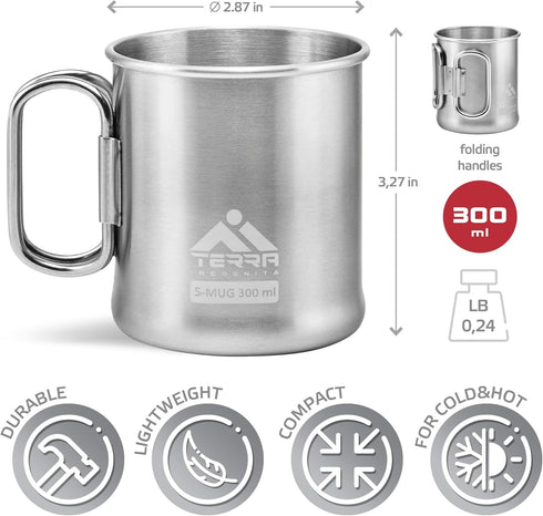 Stainless Steel Camping Mug - Lightweight & Durable Backpacking Cup - BPA-Free Camping Cups Metal for Outdoor Adventures (10 oz)...