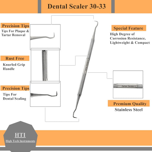 6 Dental Sickle Scalers Double Ended Probes for Professional Teeth Cleaning Calculus Plaque & Tartar Remover - Made of Stainless Steel for Oral Ca...