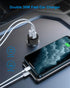 60W Car Charger, Cigarette Lighter USB Charger with USB C to C Fast Charging Cable, PD&QC3.0 USB C Car Charger, Dual Ports Car Charger Adapter for...