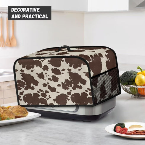 Brown Cow Print Durable Slow Cooker Cover Dustproof Wear-Resisting Slow Cooker Dust Cover Fit Most 6-8 Quart Oval Slow Cooker for Kitchen Dining T...