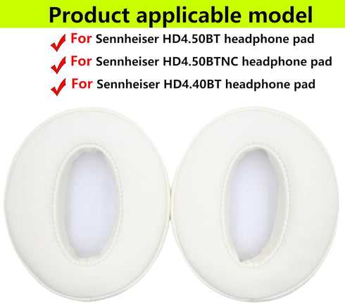HD4.50BT Ear Pads Replacement Type Memory Foam Leather Ear Pads Suitable for Sennheiser HD4.50BT HD4.50BTNC HD4.40BT Headset Use (White)...