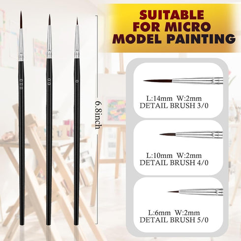 Anezus Tiny Detail Paint Brushes 30 Pcs Fine Paint Brushes Set with 3 Size #0#00#000 Liner Brush for Miniature 40k Model Crafts Watercolor Acrylic...