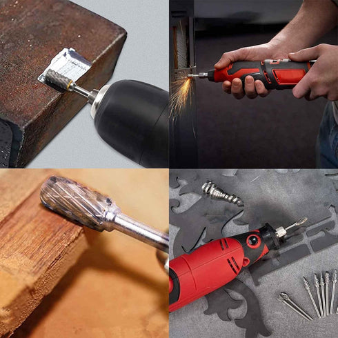 Tungsten Carbide Double Cut Burr Set, with 1/8" Shank 1/4" Grinding Head Length Tungsten Steel for Grinder, DIY Wood-Working Carving, Soft Metal P...