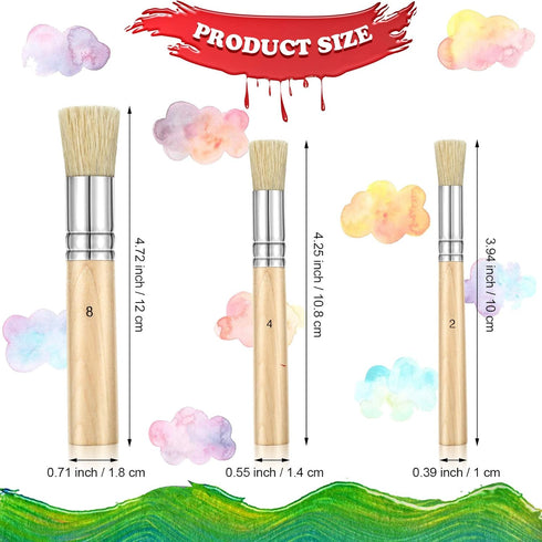 Wooden Stencil Brushes Natural Stencil Brushes Bristle Painting Brushes Wooden Handle Painting Stencil Brushes for Acrylic Oil Watercolor Painting...