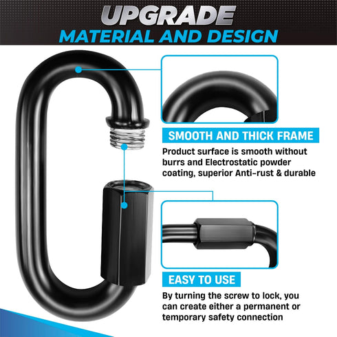 8PCS 2.3” Chain Quick Links, High Strength, Anti-Rust, Heavy Duty Chain Connector, Carabiner for Chain Connecting, Key Chain, Camping, Backpack, P...