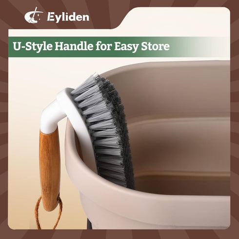 Eyliden Scrub Brush, 2 Pack Heavy-Duty Stiff Bristles Cleaning Brush, Natural Bamboo Handle, Multi Purpose Scrub Brushes for Bathroom Floor Tub Sh...