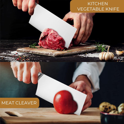 Cleaver Knife 7 Inch, Chinese Chopping Knife Cleaver, German Steel & Ergonomic ABS-Handle, Sharp Meat Cleaver for Meat Cutting Vegetable Slicing...