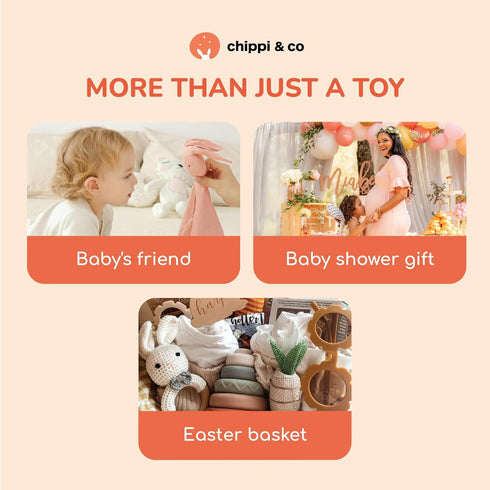 Chippi&Co Bunny Loveys for Babies, Security Blankets for Babies Newborn, Lovies for Babies Girls Boys, Muslin Organic Lovey, Breathable Comfort Bl...