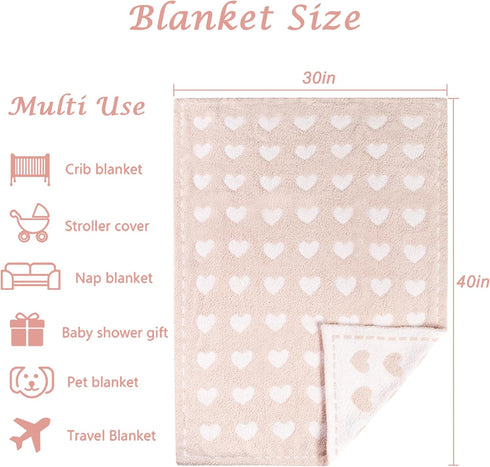 Kid Nation Super Soft Baby Blanket with Heart Light Pink 30 x 40 inch...