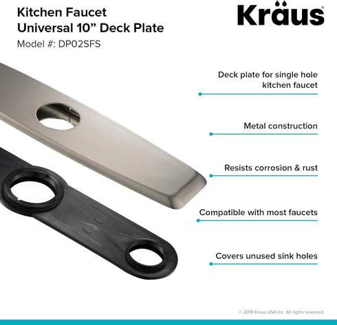 KRAUS Deck Plate for Kitchen Faucet in Spot Free Stainless Steel, DP02SFS...