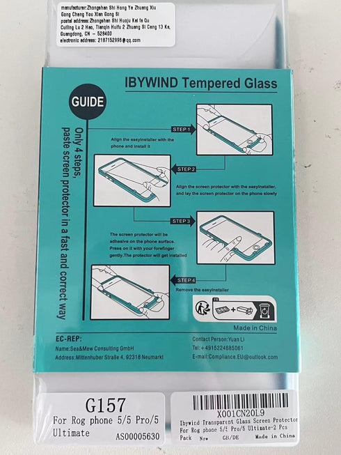 Ibywind Screen Protector For Rog phone 5/5 Pro/5 Ultimate,with 2Pcs Tempered Glass,1Pc Camera Lens Protector,1Pc Backing Carbon Fiber Film [Finger...