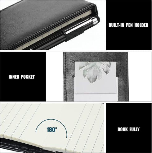 Outus 10 Pcs Mini Pocket Notepad Holder Set Included Mini Pocket Notepad Holder with 50 Lined Sheets, Metal Pen, 8 Pcs 3 x 5 Inch Memo Book Refill...