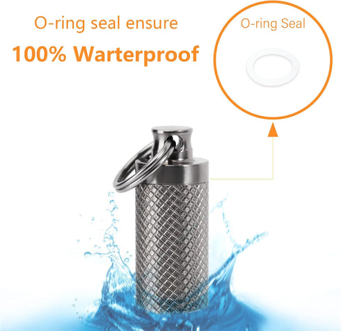 Titanium Keychain Pill Holder Container,Waterproof Portable Pill Box Case for Purse or Pocket, Pill Fob Medicine Organizer for Outdoor Travel Camp...