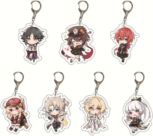SUREHOME Genshin Impact Keychain set,29 Pack Acrylic Genshin Impact Figure Keychain Cute Feature Design Keyring Exquisite Anime Keychains Genshin ...
