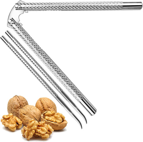 Artcome 3 Pcs Nutcracker Stainless Steel Nut Cracker Set including 1 Nut Cracker and 2 Picks...
