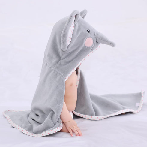 Baby Hooded Towel with Unique Animal Design Ultra Soft Thick Cotton Bath Towel for Newborn (Elephant)...