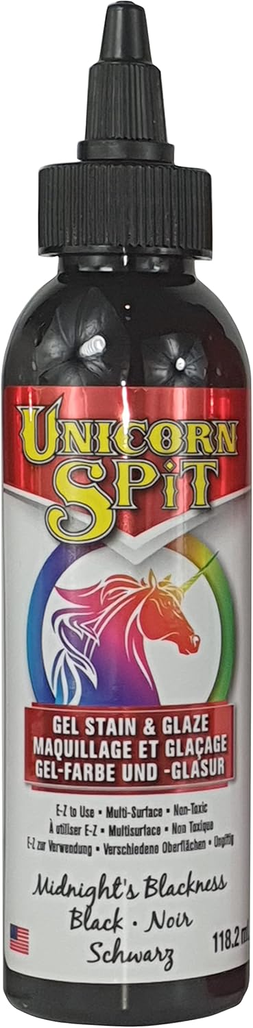 Unicorn SPiT 5770010 Gel Stain and Glaze, Midnight's Blackness 4.0 FL OZ Bottle...