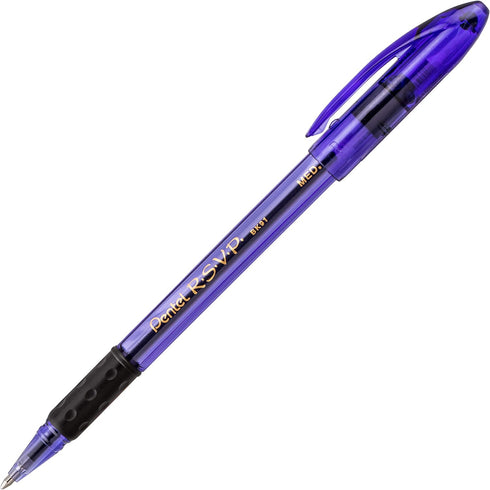 Pentel RSVP Razzle-Dazzle Ballpoint Pen, (1.0mm) Medium Line, Violet Barrel, Black Ink, Box of 12 (BK91RDV-A)...
