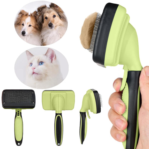 Self cleaning slicker brush for dogs and cats, skin-friendly grooming cat brush, easy-to-clean dog hair brush, depilatory brush, hair brush puppy ...