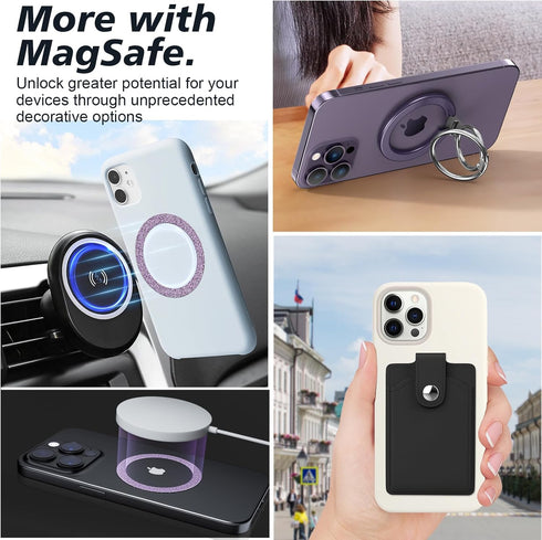 Magnetic Ring,Compatible with MagSafe Stickers,Supports Wireless Charging,Universal Magnetic Conversion Kit,Suitable for iPhone 15/14/13/12/11,Gal...