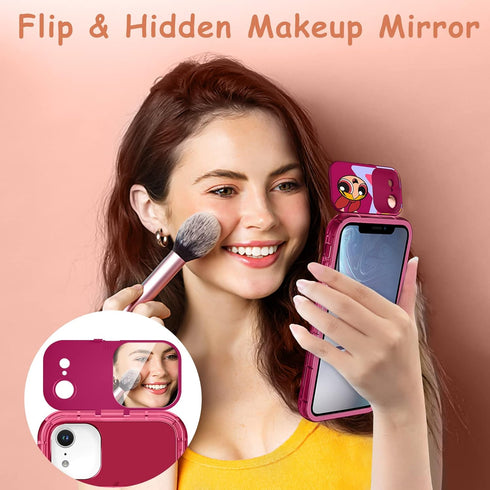 JoySolar for iPhone XR Case Cute Cartoon Case with Makeup Mirror XR Phone Case for Women Teen Girls Funny Cool Unique Protective Cover for iPhone ...