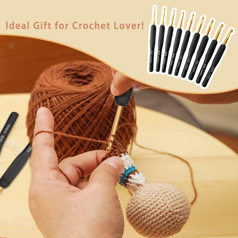 9 Pcs Crochet Hooks Ergonomic Crochet Needles Soft Grip Knitting Needles for Make Scarves Gloves Blankets and Pet Clothes......