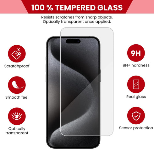 Casper Screen Protector for iPhone 15 Pro Max - Full Coverage & Military Grade Shatterproof Tempered Glass, HD Clarity, Scratch-Resistant, Washabl...